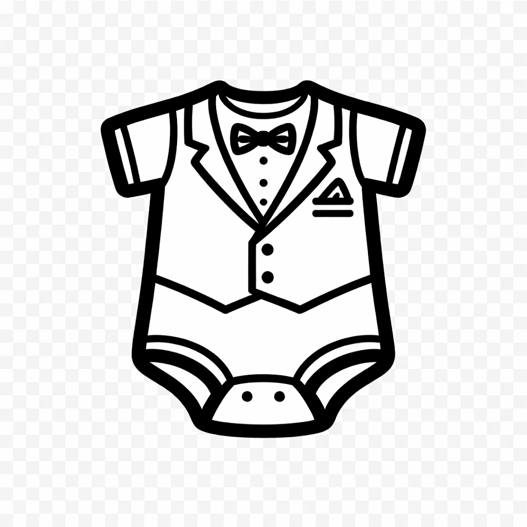 baby tuxedo onesie icon in black and white
