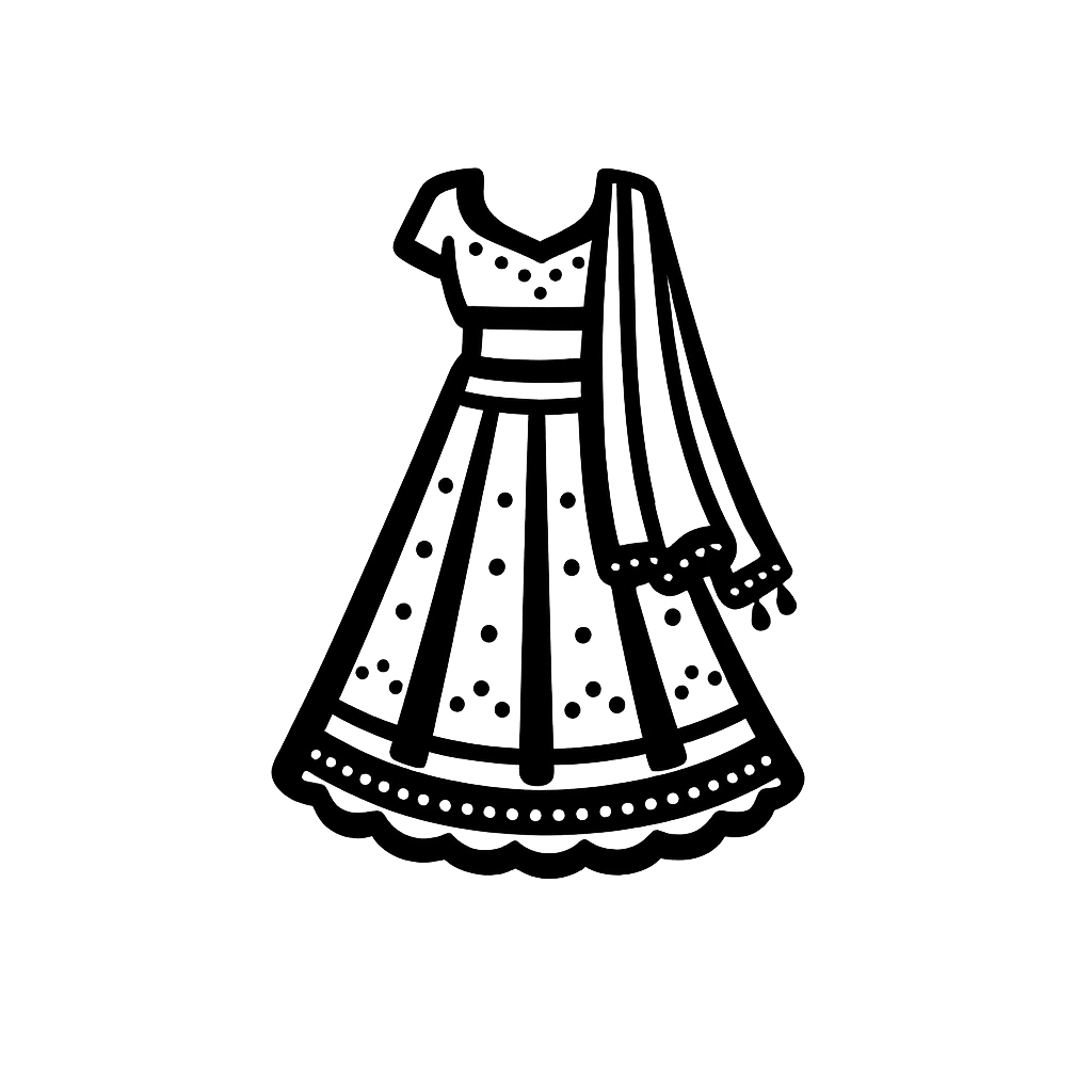 lehenga icon in black and white